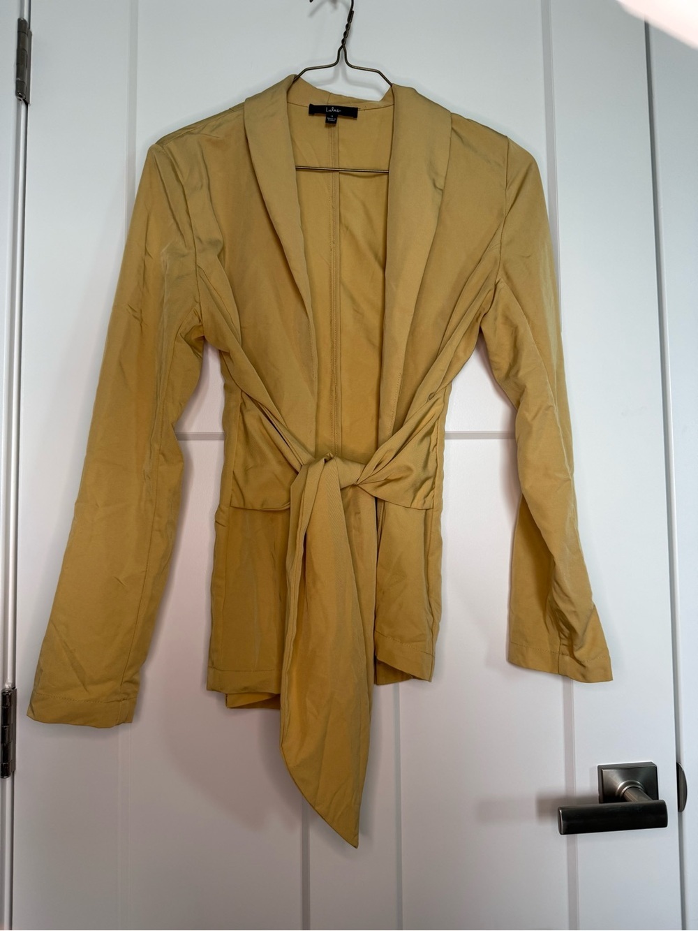 Lulu's Mustard Tie-Front Blazer Jacket